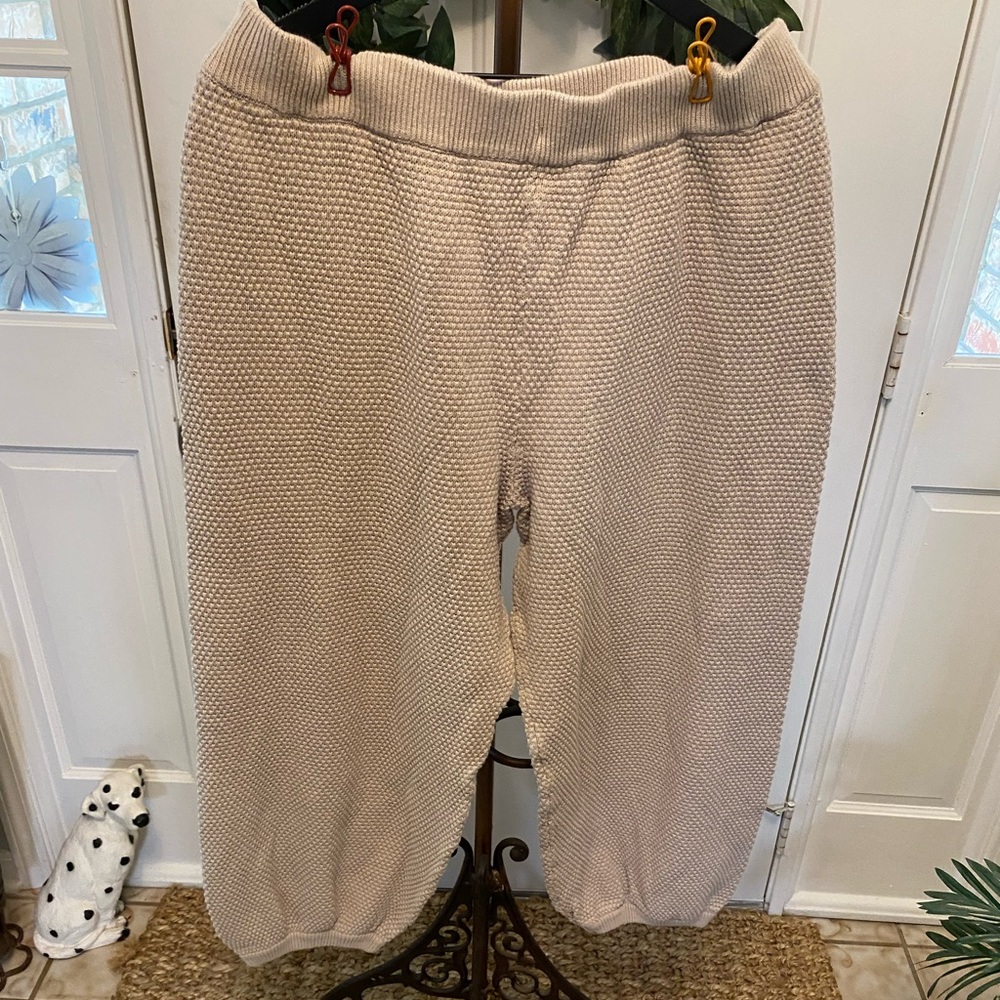 Free People Textured Knit Joggers in Cream